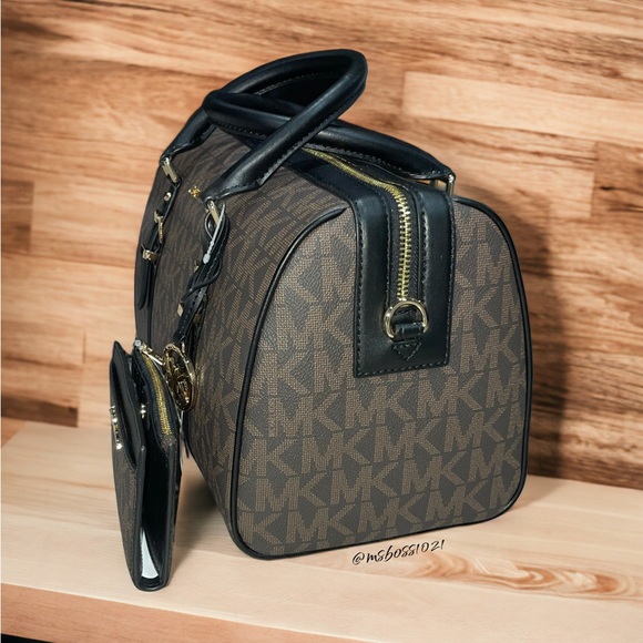 Michael Kors Bedford Legacy Medium Duffel Satchel + Wallet in Brown/Black NWT - Picture 2 of 5